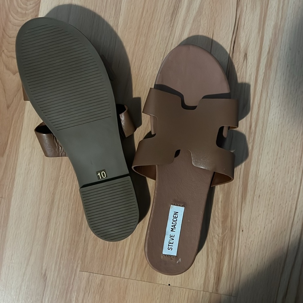 Steve Madden Hadyn Cognac Slides Nwot - image 3